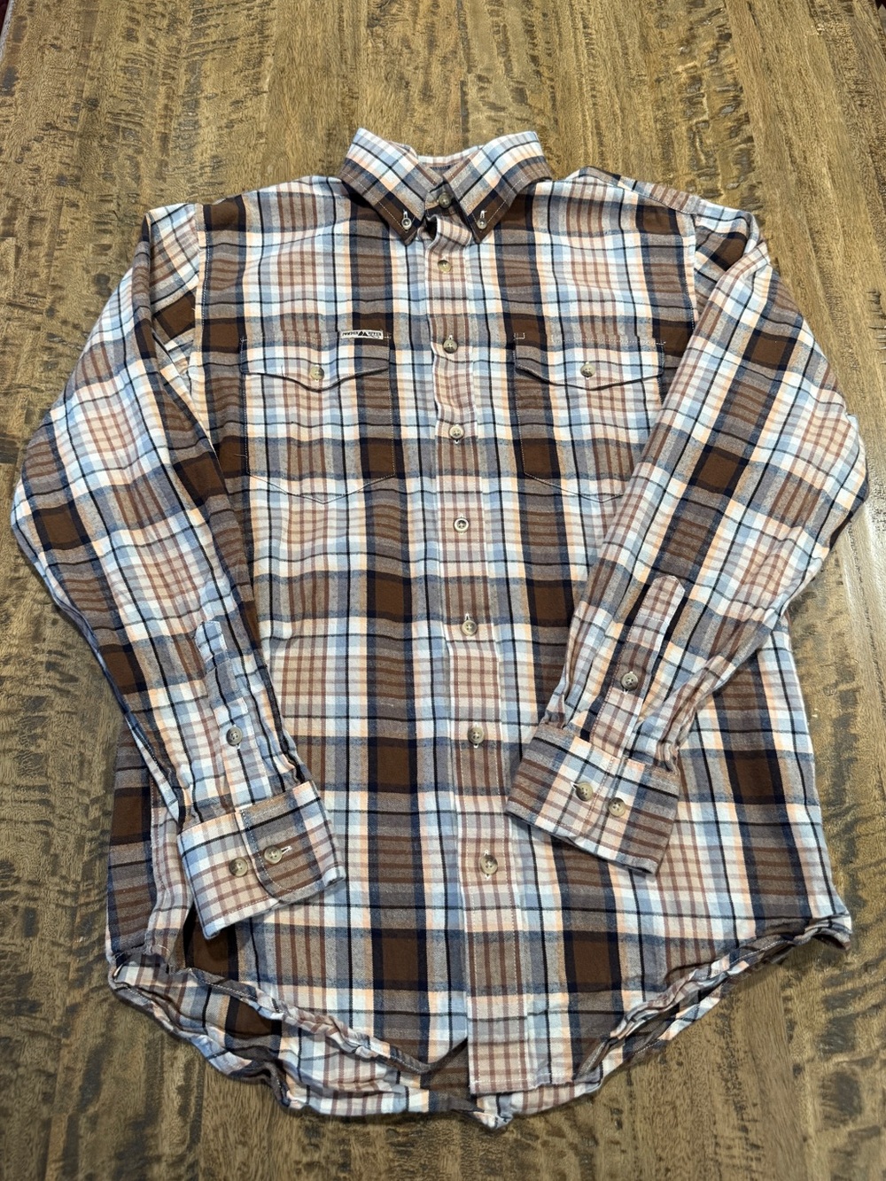Powder River Outfitters Panhandle Men’s Small Plaid Western Button Up Shirt 100%